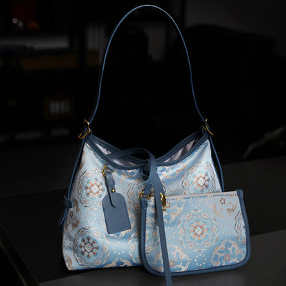 Buddhist Blessing Handmade Flower Crane Deer Butterfly Song Brocade Crossbody Bag Hangbags