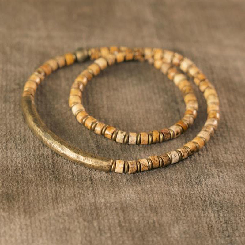 Buddhist Blessing Sodalite Picture Jasper Green Point Stone Harmony Wisdom Bracelet