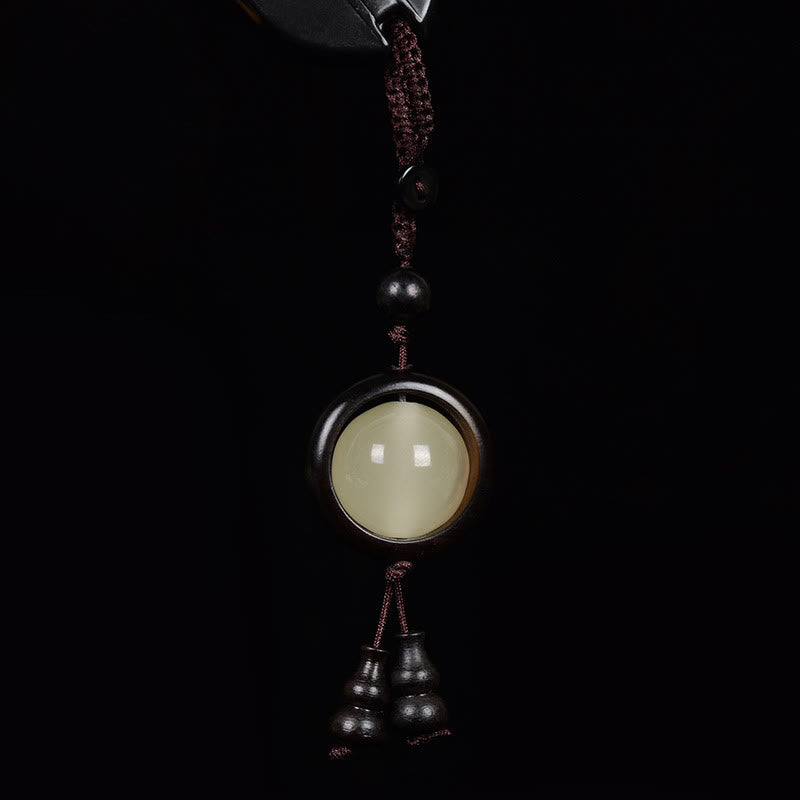 Buddhist Blessing Red Sandalwood Ebony Wood Green Sandalwood Luminous Lucky Bead Gourd Peace Key Chain