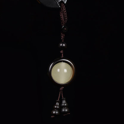 Buddhist Blessing Red Sandalwood Ebony Wood Green Sandalwood Luminous Lucky Bead Gourd Peace Key Chain