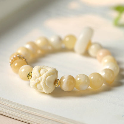 Buddhistblessing Amber Gray Agate Ivory Fruit Confidence Bracelet