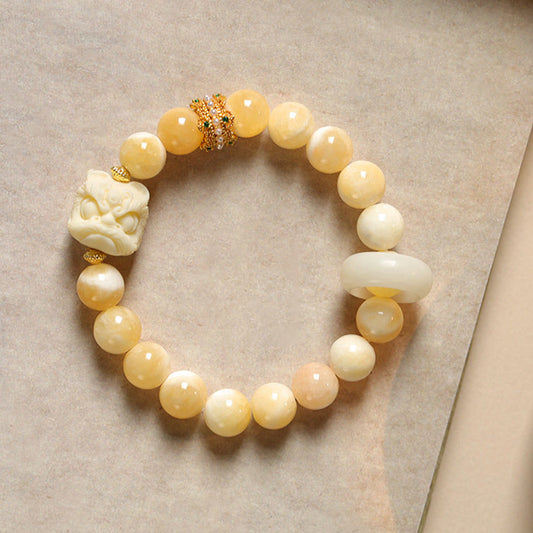 Buddhistblessing Amber Gray Agate Ivory Fruit Confidence Bracelet