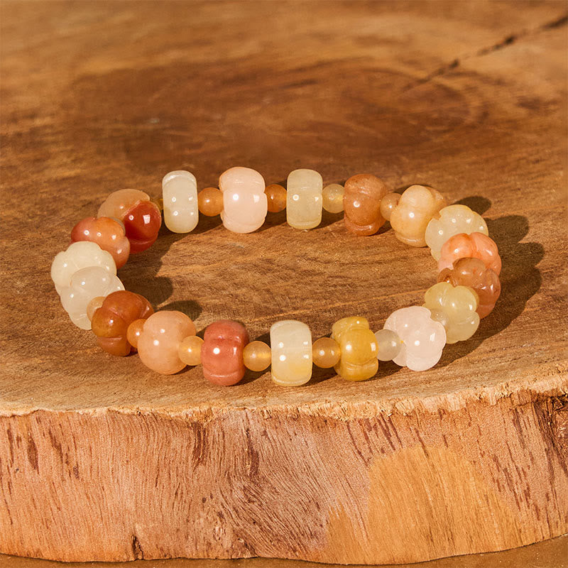 Buddhistblessing tempel Stones Golden Silk Jade Pumpkin Beads Wealth Luck Bracelet