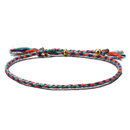 Buddhist Blessing Handmade Colorful Rope Braided Tassel Adjustable Harmony Bracelet