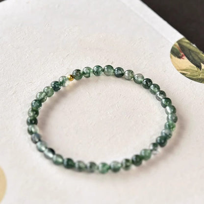 Buddhist Blessing Moss Agate Lucky Bead Soothing Bracelet