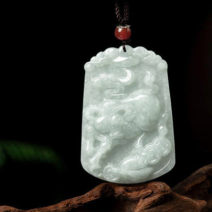 Buddha Stones Natural Jade 12 Chinese Zodiac Abundance Amulet Pendant Necklace