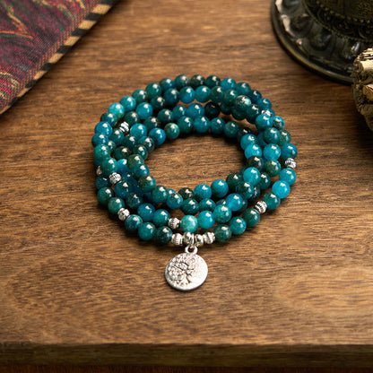 Buddhist Blessing 108 Mala Beads Apatite Bead Om The Tree Of Life Lotus Buddhist Blessing Bracelet