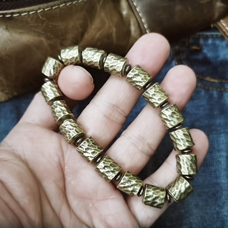 Buddhist Blessing Copper Meteorite Crater Pattern Luck Bracelet