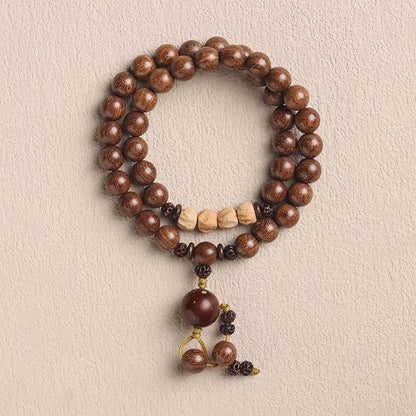 Buddhist Blessing Sandalwood Small Leaf Red Sandalwood Bodhi Seed Purification Double Wrap Bracelet