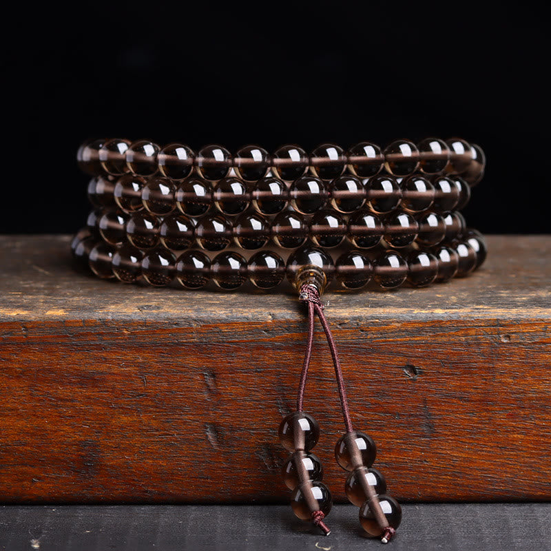 Buddhist Blessing 108 Mala Beads Black Obsidian lce Obsidian Fulfilment Bracelet