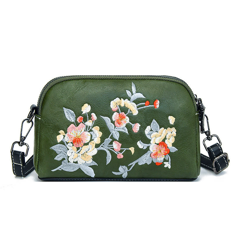 Buddhist Blessing Peony Pomegranate Flowers Su Embroidery Journey Shopping Purse Shoulder Bag Crossbody Bag