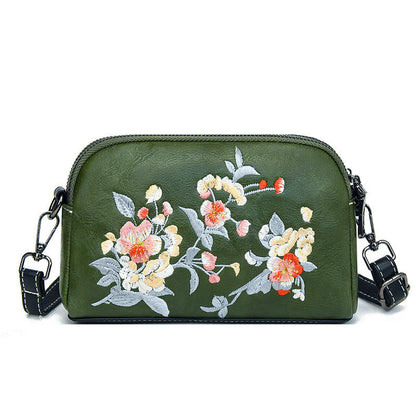 Buddhist Blessing Peony Pomegranate Flowers Su Embroidery Journey Shopping Purse Shoulder Bag Crossbody Bag