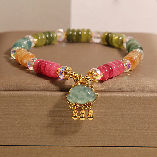 Buddhist Blessing Colorful Abacus Beads Auspicious Cloud Tourmaline Positive Bracelet