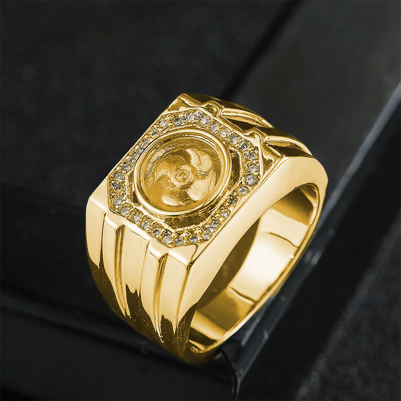 Buddhist Blessing Gold Plated Copper Brass Windmill Healing Ring