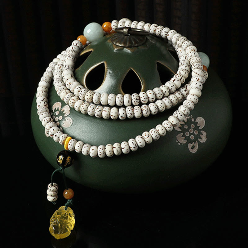 Buddhist Blessing Tibetan Bodhi Seed Amber Agate Wealth Bracelet