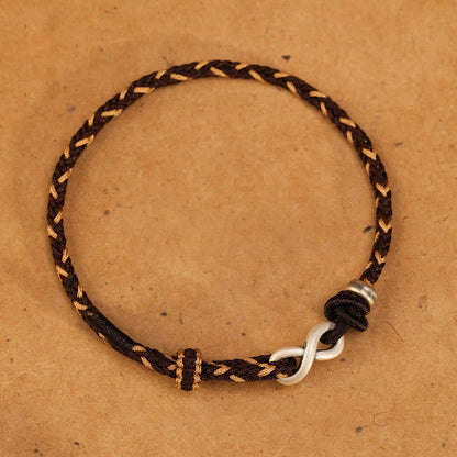 Buddhist Blessing Handmade 999 Sterling Silver Endless Knot Infinity Symbol Luck Rope Bracelet