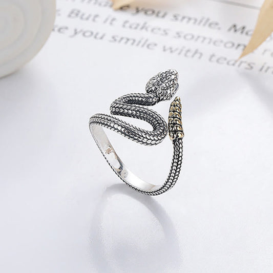 Buddhist Blessing 925 Sterling Silver Year Of The Snake Calm Balance Adjustable Ring