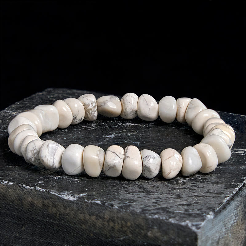 Buddhist Blessing White Turquoise Irregular Blocks Courage Bracelet