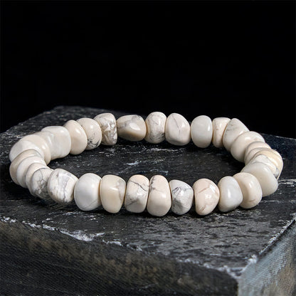 Buddhist Blessing White Turquoise Irregular Blocks Courage Bracelet