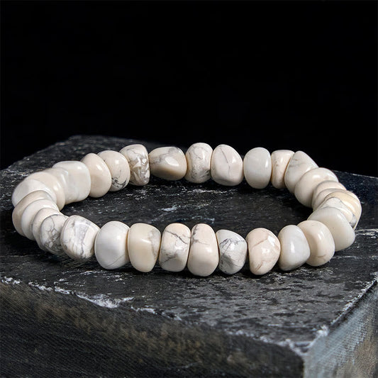 Buddhist Blessing White Turquoise Irregular Blocks Courage Bracelet