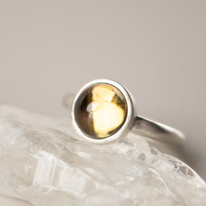 Buddhist Blessing Natural 925 Sterling Silver Prehnite Citrine Adjustable Happiness Ring