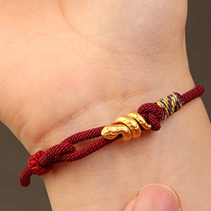 Buddhist Blessing 999 Gold Year of the Snake Design Handmade Luck Protection Rope Braided Bracelet