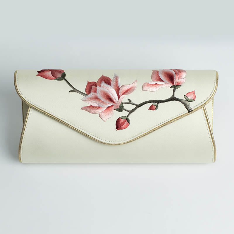 Buddhist Blessing Magnolia Su Embroidery Wedding Shopping Purse Handbag Crossbody Bag