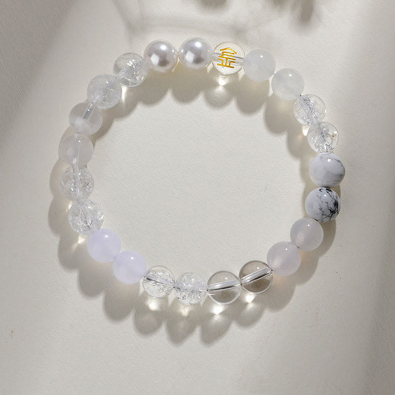 Buddhist Blessing Five Elements Various Agate Crystal Rutilated Quartz Tiger Eye Yellow Agate Citrine Luck Bracelet