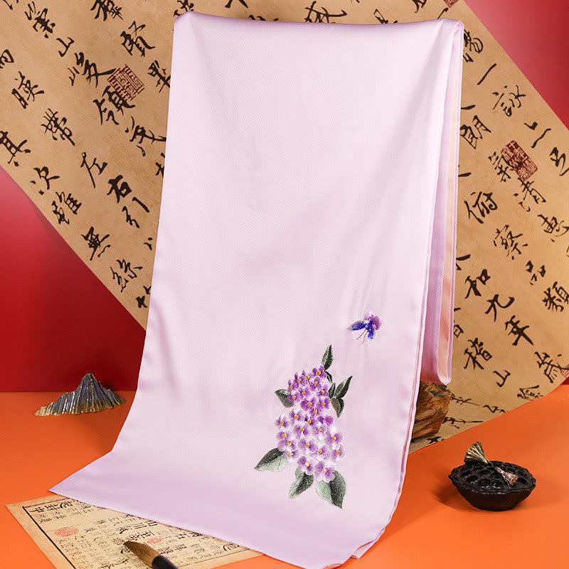 Buddhist Blessing Polyester Shawl Yulan Butterfly Bamboo Magpie Suzhou Embroidery Winter Cozy Travel Scarf Wrap