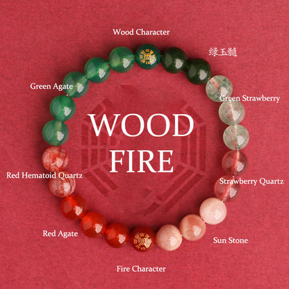 Buddhist Blessing Five Elements Various Agate Crystal Black Onyx Green Chalcedony Aquamarine Wisdom Bracelet