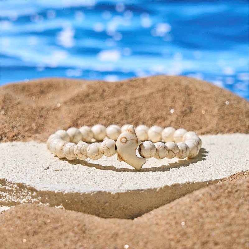 Buddhist Blessing Natural Various Stones Dolphin Spiritual Balance Bracelet