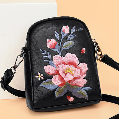 Buddhist Blessing Lotus Su Embroidery Journey Shopping Purse Shoulder Bag Crossbody Bag