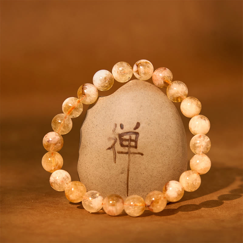 Buddhist Blessing Natural Citrine Snowflake Crystal Prosperity Bracelet