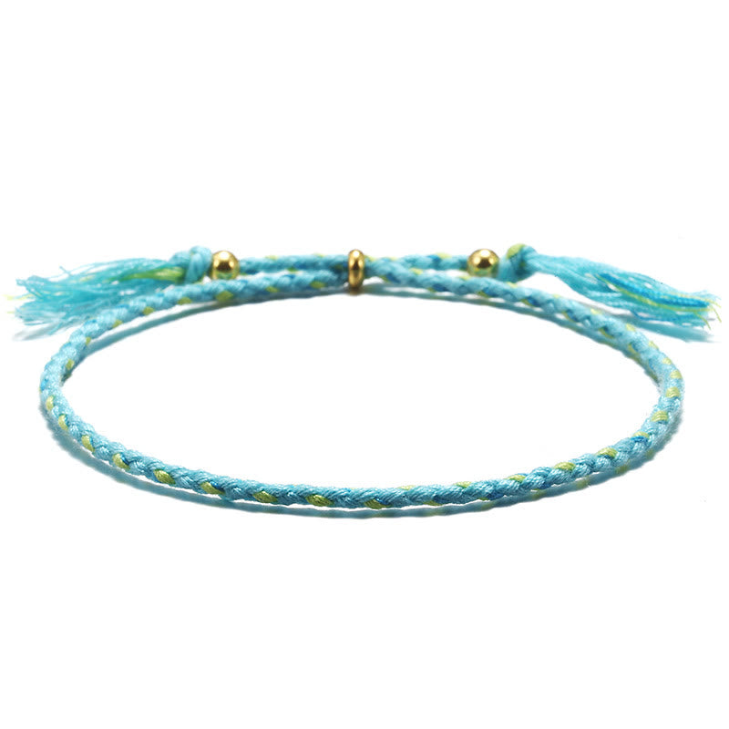 Buddhist Blessing Handmade Colorful Rope Braided Tassel Adjustable Harmony Bracelet