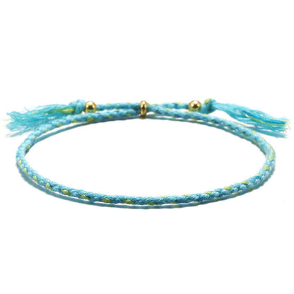 Buddhist Blessing Handmade Colorful Rope Braided Tassel Adjustable Harmony Bracelet