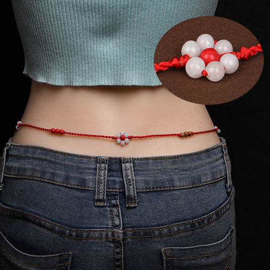 Buddhist Blessing Chinese Zodiac Peach Wood Blessing Red String Belly Chain