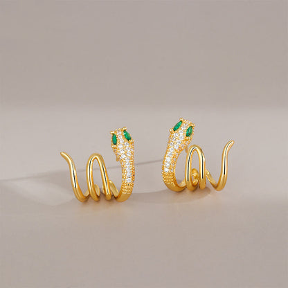 Buddhist Blessing 925 Sterling Silver Green-eyed Snake Shape Year Of The Snake Harmony Earrings