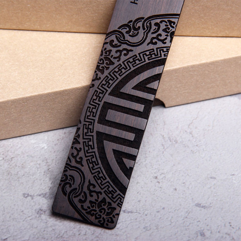 Buddhist Blessing Zen Enlightenment Quotes Ebony Wood Small Leaf Red Sandalwood Bookmarks With Gift Box (Extra 30% Off | USE CODE: FS30)