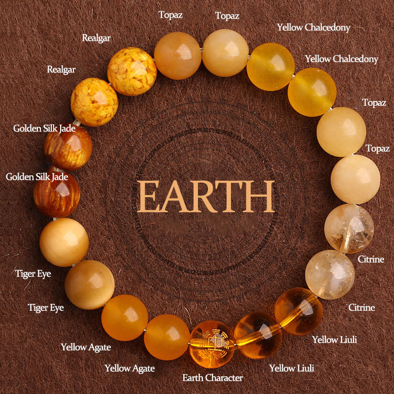 Buddhist Blessing Five Elements Various Agate Balance Luck Bracelet