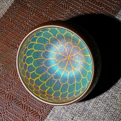 Buddhist Blessing Handmade Chinese Jianzhan Lotus Flower Pattern Ceramic Teacup Kung Fu Tea Cup 150ml