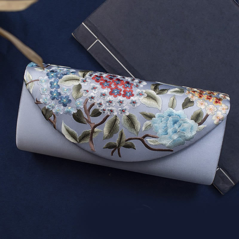 Buddhist Blessing Hydrangea Su Embroidery Wedding Shopping Wallet Purse Handbag Crossbody Bag