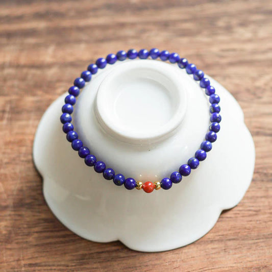 Buddhist Blessing Small Lazurite Cinnabar Ultra-thin Beads Positive Bracelet