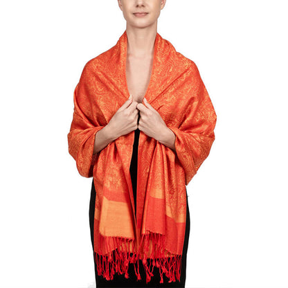 Buddhist Blessing Tibetan Cashew Jacquard Tassels Shawl Spring Fall Winter Warm Cozy Scarf Wrap