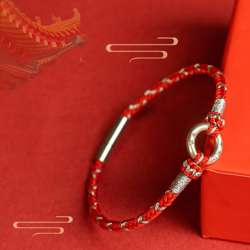 Buddhist Blessing Red String 925 Sterling Silver Safe Luck Bracelet