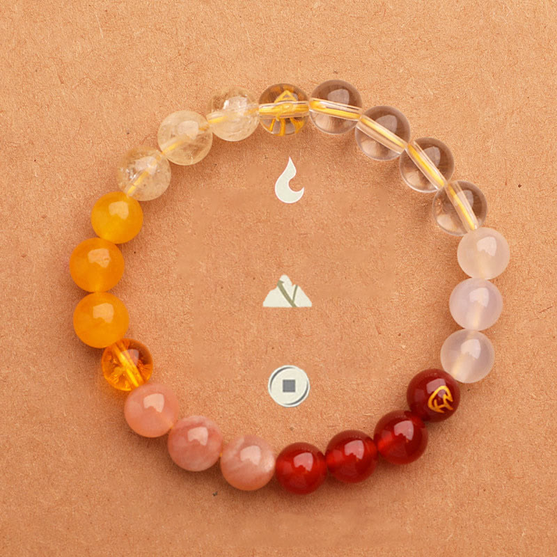 Buddhist Blessing Five Elements Various Agate Crystal Sun Stone Wisdom Bracelet