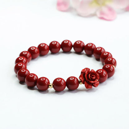 Buddhist Blessing Cinnabar Rose Calm Bracelet
