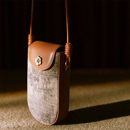 Buddhist Blessing Retro Flower Butterfly Leaves Branches Song Brocade Shoulder Bag Hangbags