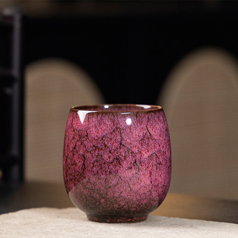 Buddhist Blessing Handmade Small Chinese Jianzhan Kiln Change Ceramic Teacup Kung Fu Tea Cup 150ml