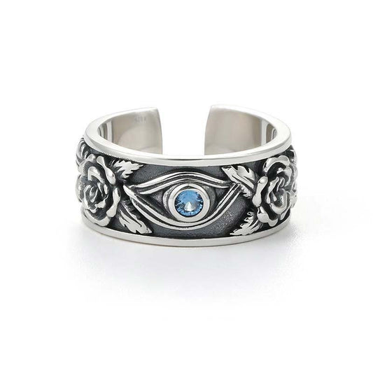 Buddhist Blessing Eye Of Horus Crystal Protection Adjustable Ring
