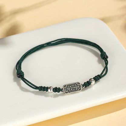 Buddhist Blessing Handmade 925 Sterling Silver Peace And Joy Safe Well Protection Braided Bracelet